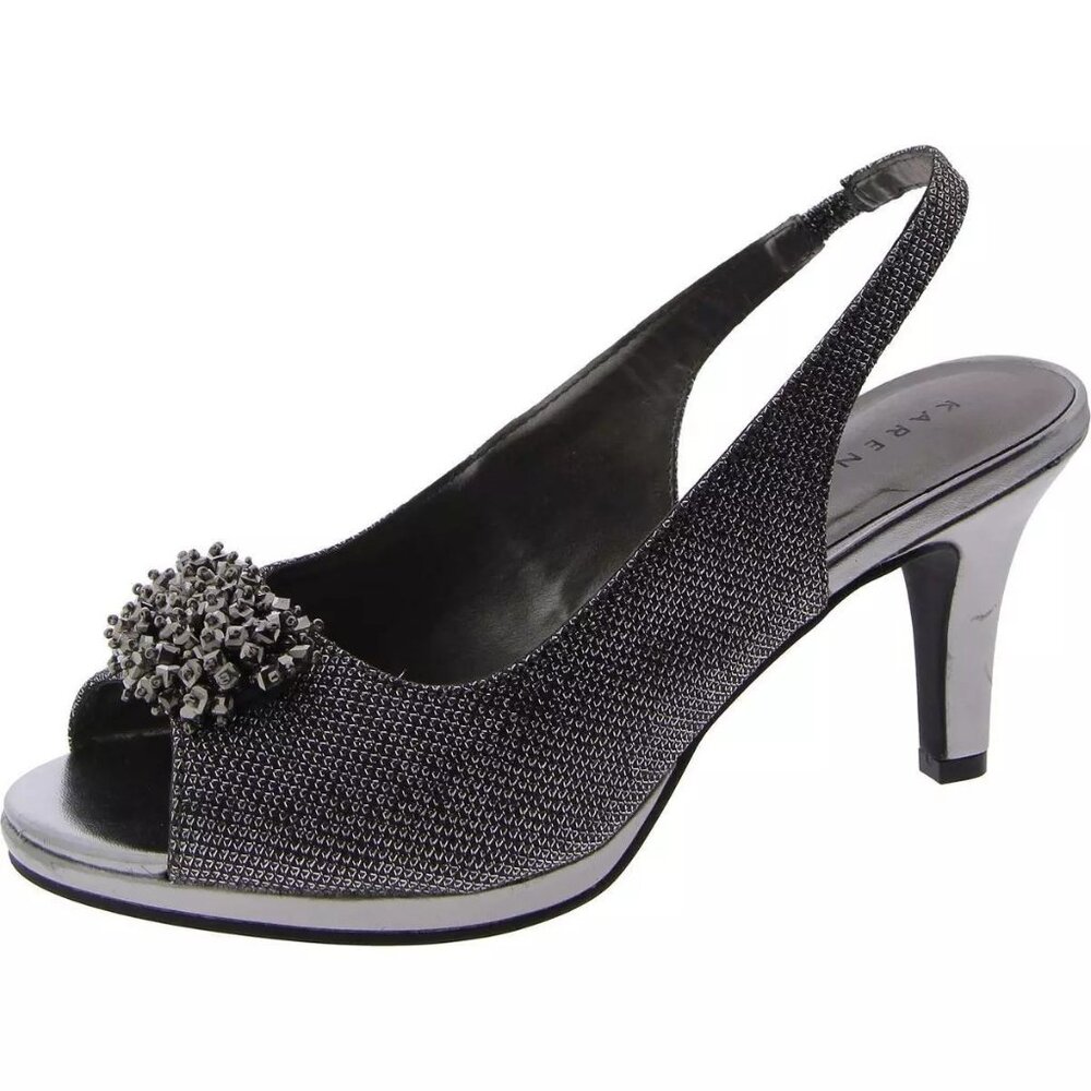 Jones New York Women's Breena Slingback Classic Pumps Embellished Gray Size 6.5